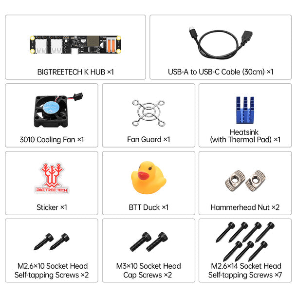 Bigtreetech K Hub V1.0 4-Port USB 2.0 Hub for Klipper 3D Printers