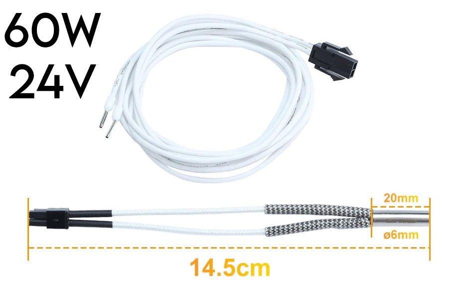 24V 60W Heater Cartridge 1.5M/2M DrHotSwap HotSwappable for 3D Printers - 1.5m - 68539817 - DREMC STORE