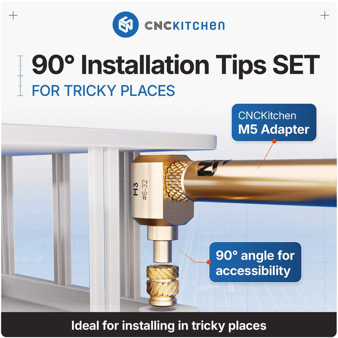 90° Installation Tip SET M2, M2.5 & M3 - For Tricky Places - 4262391012574 - DREMC STORE