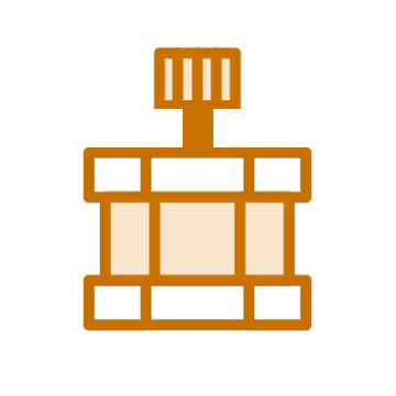 A simplify outline of a 3d printer stepper motor with a gear