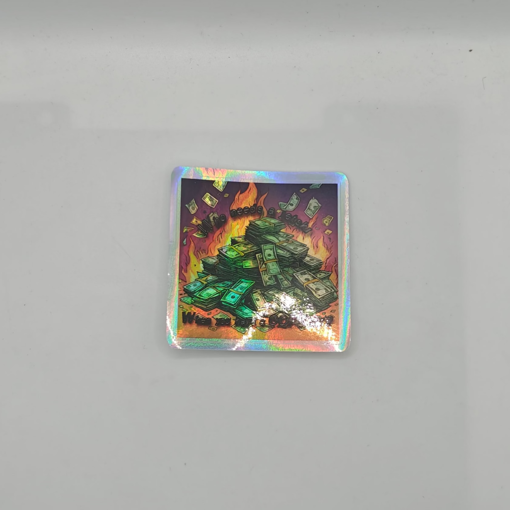 Holographic trading card on a white background  - Dr Mursey Stickers