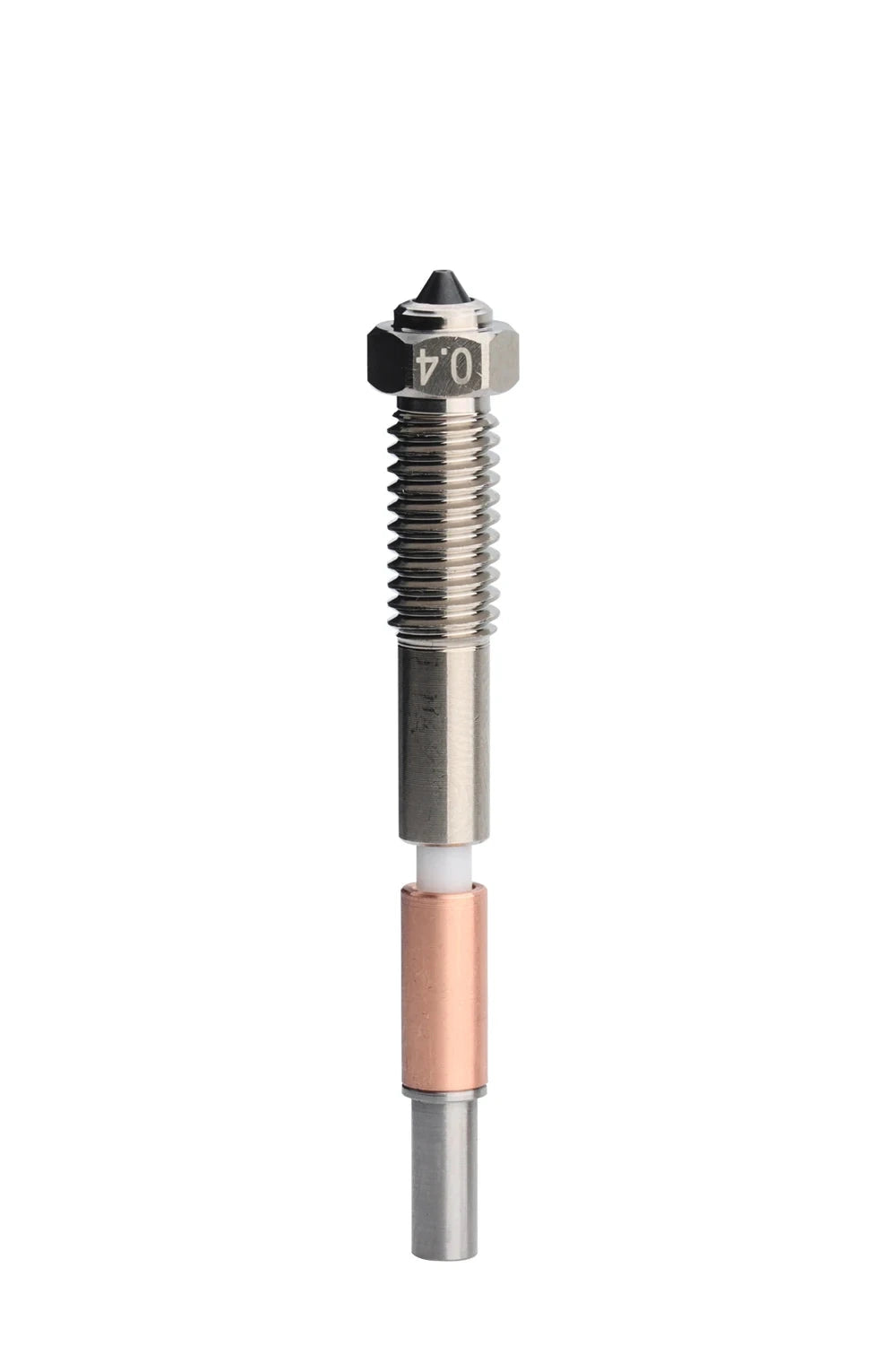 A bimetal nozzle for QIDI Tech Plus 4, showing a copper-colored metallic body with a black and silver nozzle head.