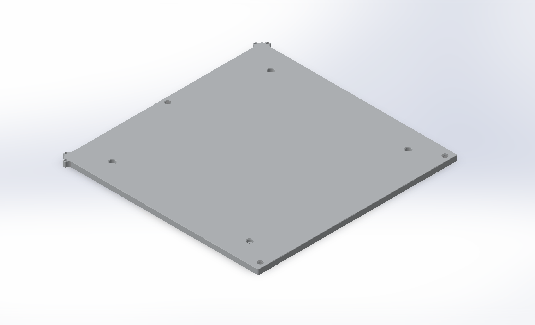 A gray cast aluminium bed with pre-installed custom AC edge to edge AC build plate, with visible M4 threaded screw mount points.