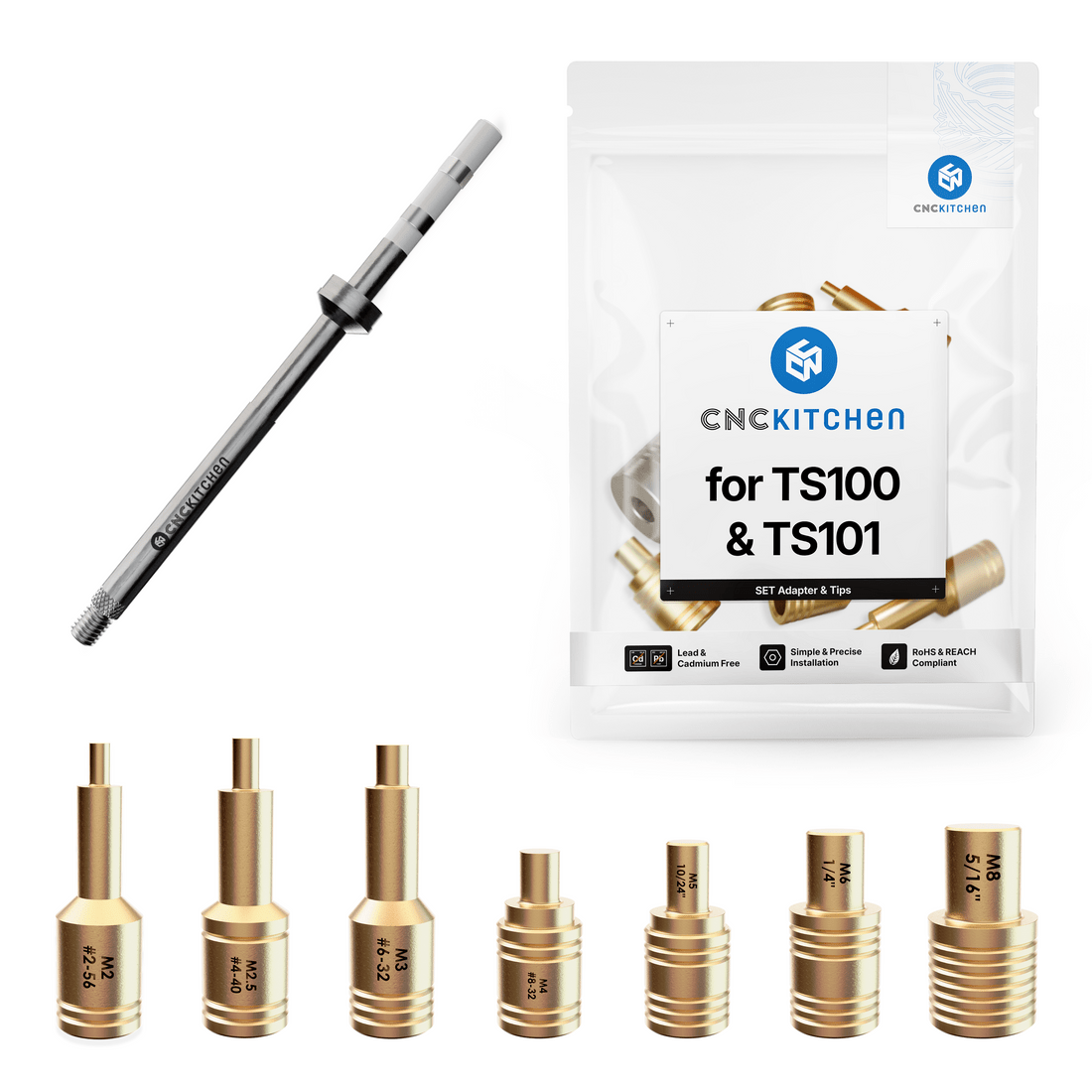 CNC Kitchen TS100/101 Soldering Adapter + Tips Set - 4262391010082+4262391010075 - DREMC STORE 3D Printing Supplies