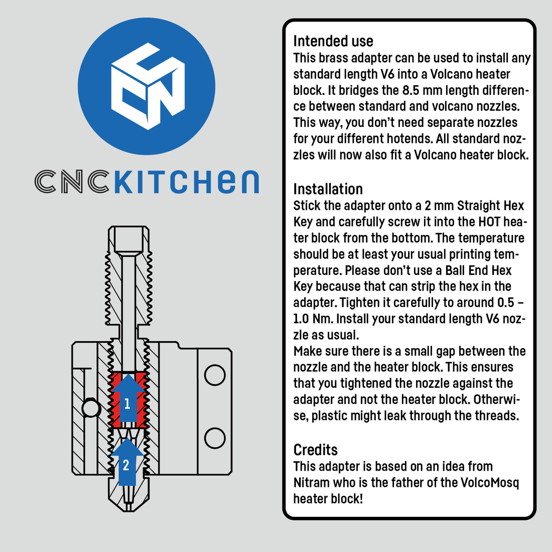 CNC Kitchen Volcano Adapter Version 3 - 0054047419684 - DREMC STORE
