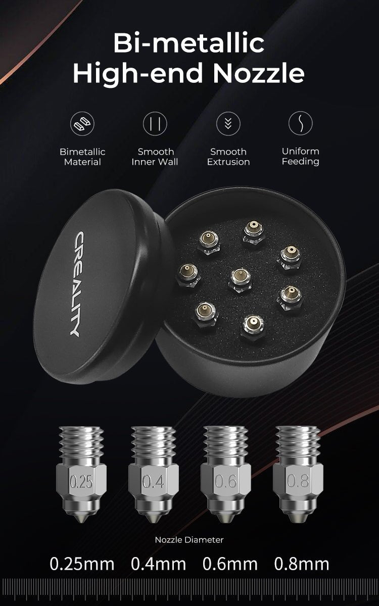 Creality CR - 6 SE Neo S1 MK8 Bi Metal Hardened Steel Tip 8PC Nozzle Kit - 4008030057 - DREMC STORE