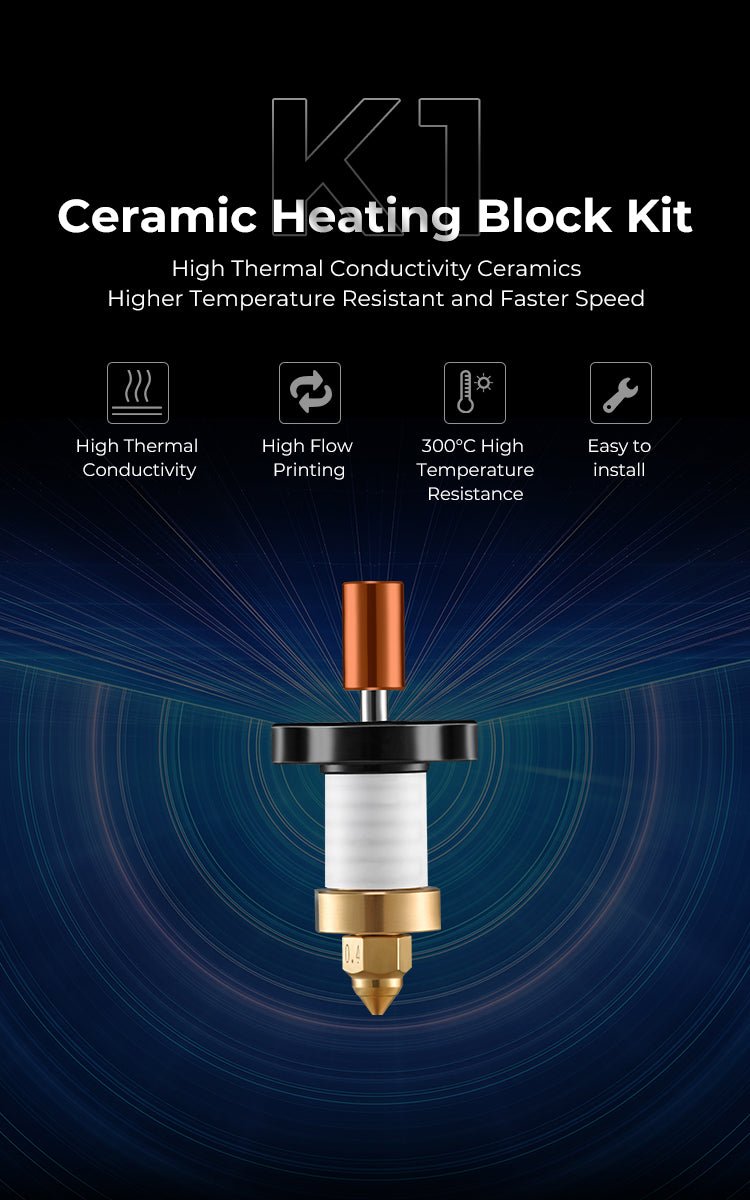 Creality K1 Official Ceramic Heating Block Hotend Kit for Creality K1, K1 Max 2023 - 4001030120 - DREMC STORE