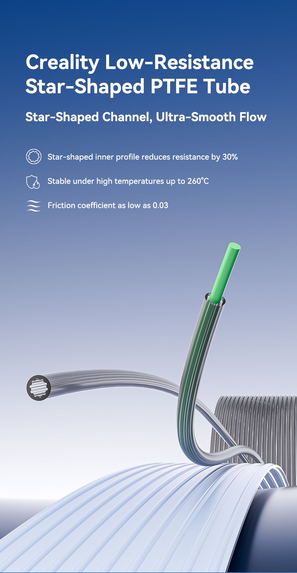 Creality Low Resistance Star Shaped PTFE Tube - 4004200029 - DREMC STORE