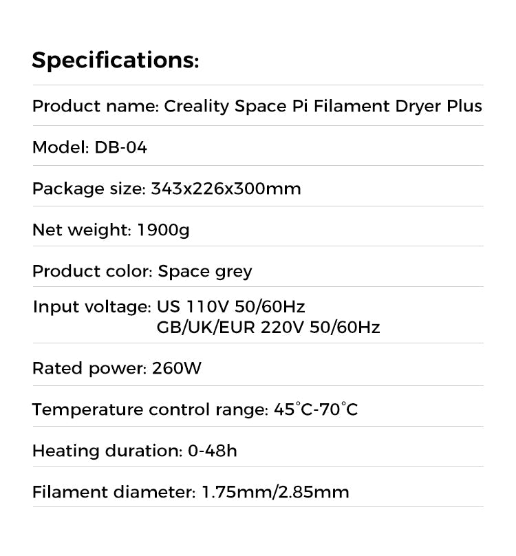 Creality Space Pi Filament Dryer Plus - 4005010083 - DREMC STORE