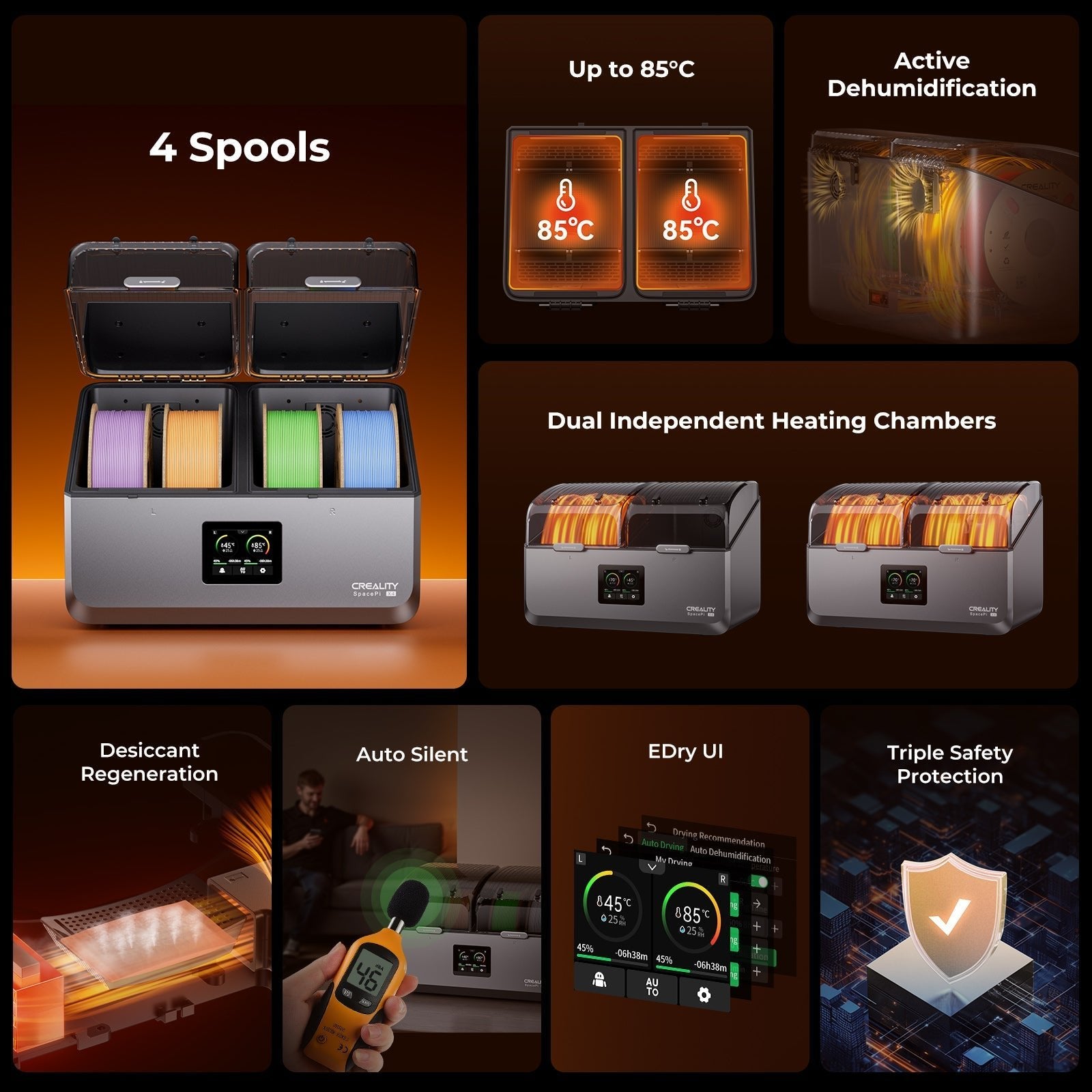 Creality SpacePi X4 Filament Dryer Info Graph