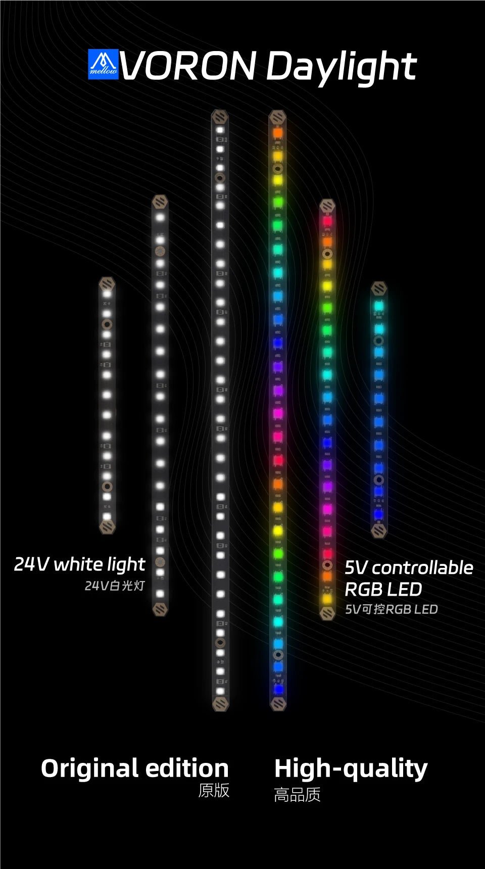 Daylight & Daylight Neo (RGB) Daylight LED Bar (1pc) by Mellow3D - 158mm White Led - 10VORONWLED158 - DREMC STORE