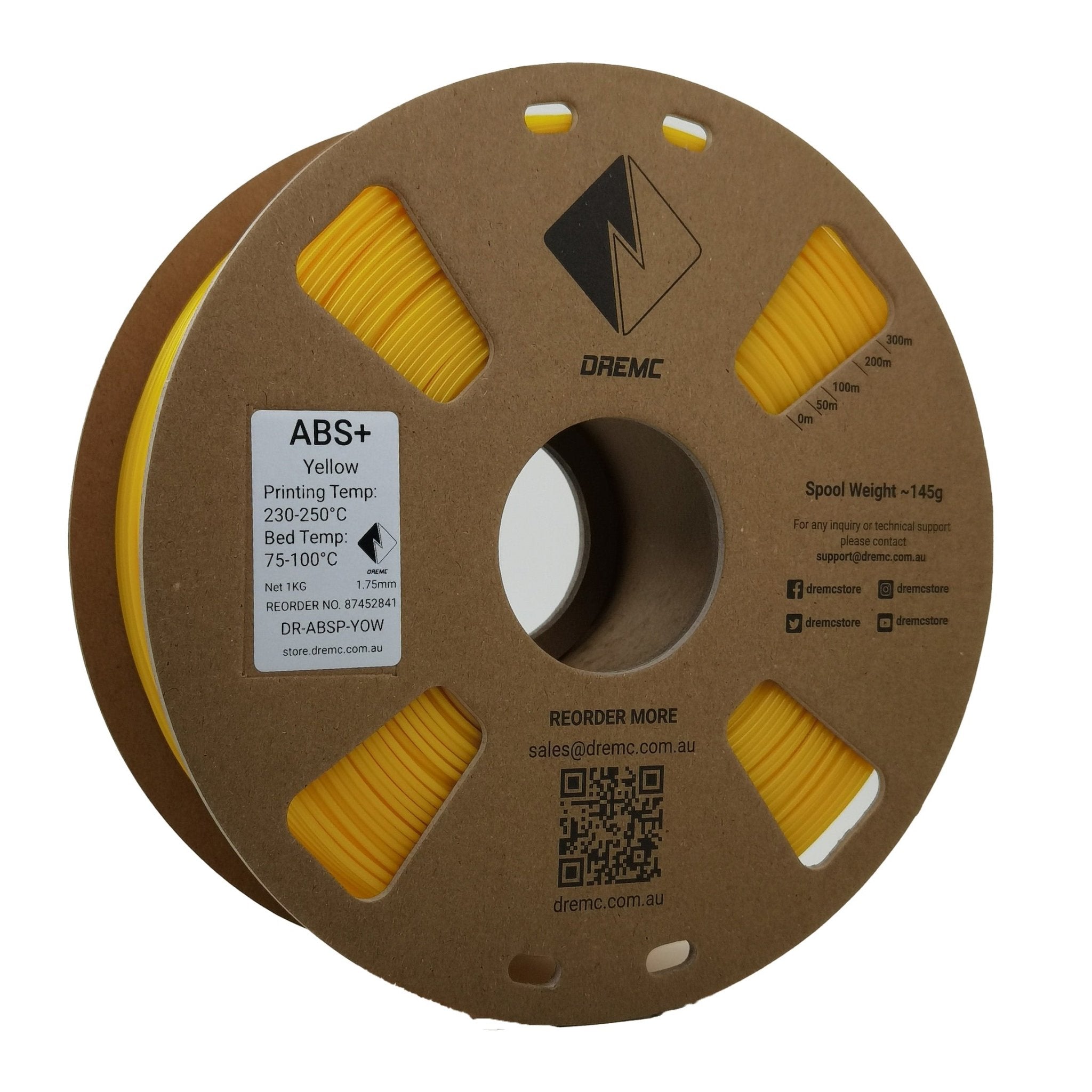 DREMC ABS+ Filament 1.75mm 1kg - Yellow - DR - ABSP - YOW - DREMC STORE