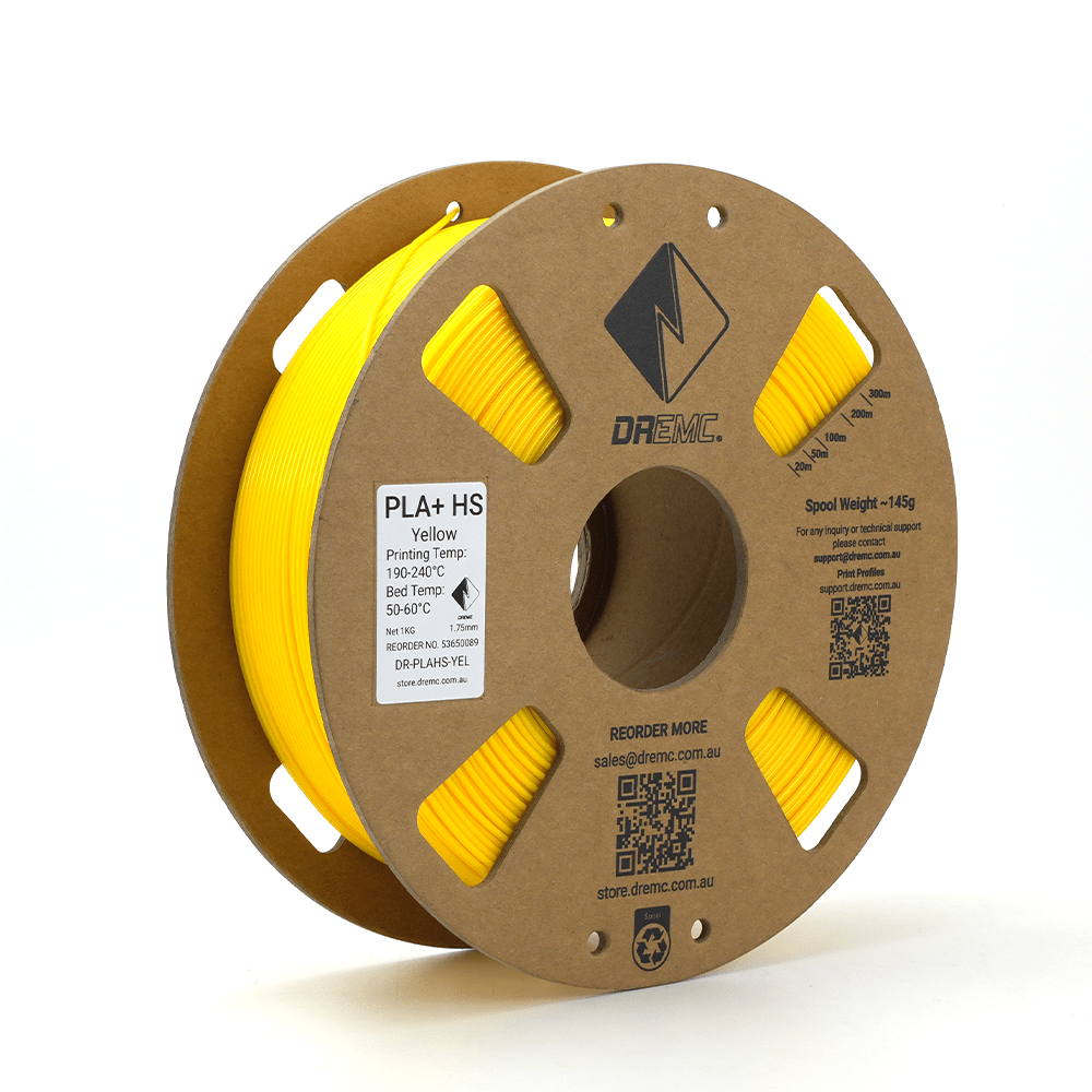 Cardboard spools of DREMC PLA+ HS Yellow Filament
