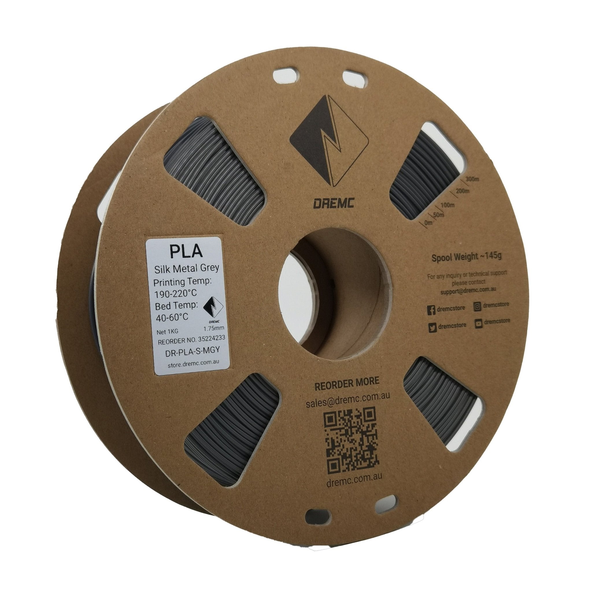 DREMC Silk PLA Filament 1.75mm 1kg - Metal Grey - DR - PLA - S - MGY - DREMC STORE