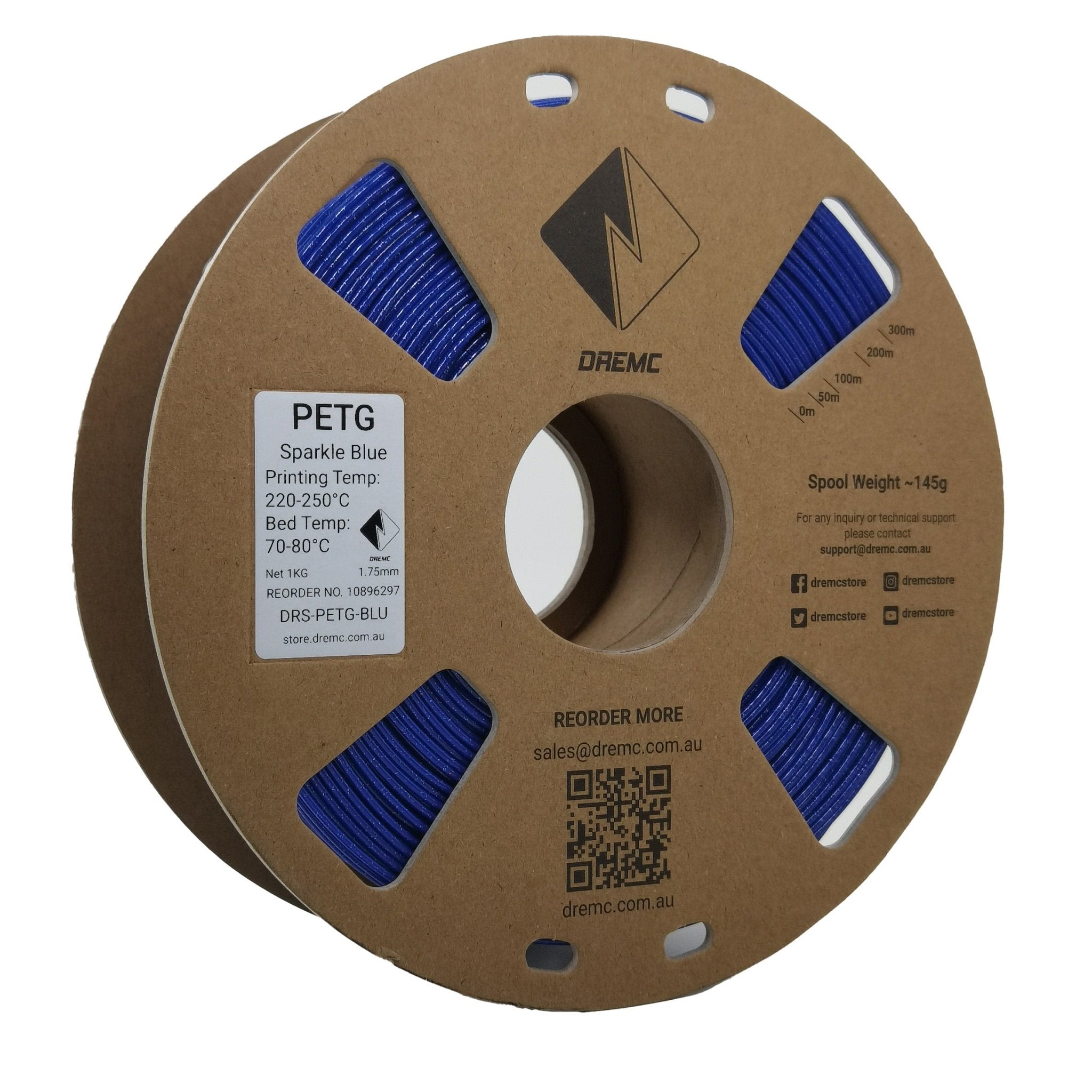 DREMC Sparkle PETG Filament 1.75mm 1kg - Sparkle Blue - DRS - PETG - BLU - DREMC STORE