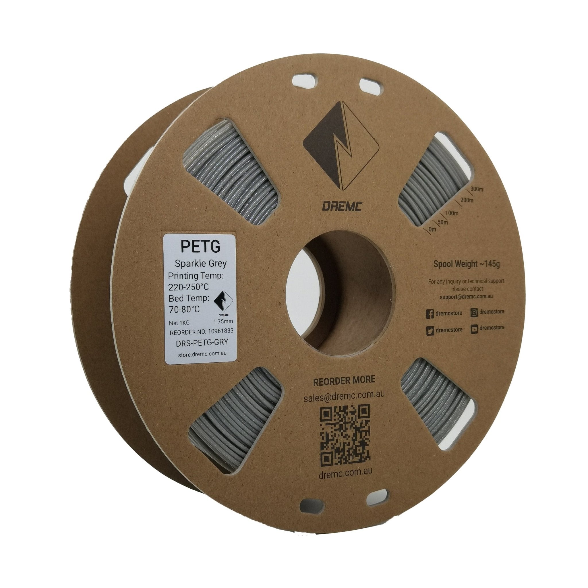 DREMC Sparkle PETG Filament 1.75mm 1kg - Sparkle Grey - DRS - PETG - GRY - DREMC STORE