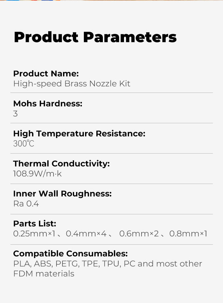 Ender 3 V3 SE / Ender 5 S1 Replacement Brass Nozzle - Mixed Kit (8pc) - 4008030070 - DREMC STORE