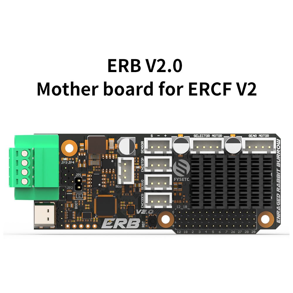Motherboard labeled 'ERB V2.0' for ERCF V2 on a white background