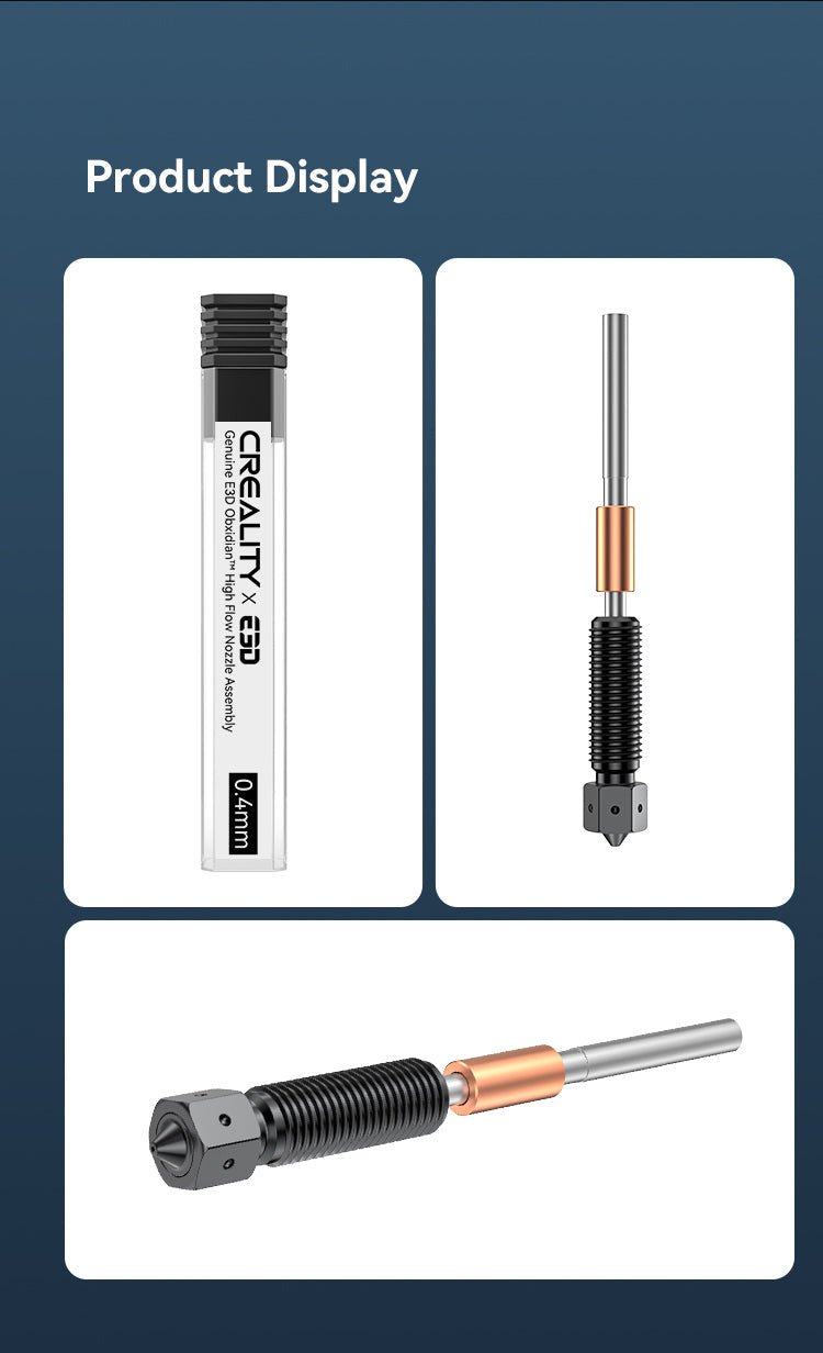 E3D Obxidian™ High Flow Nozzle Assembly for Creality K1C Unicorn Nozzle - Size - CREALITY-01-NOZ-HF-OBX-0400-AS - DREMC STORE