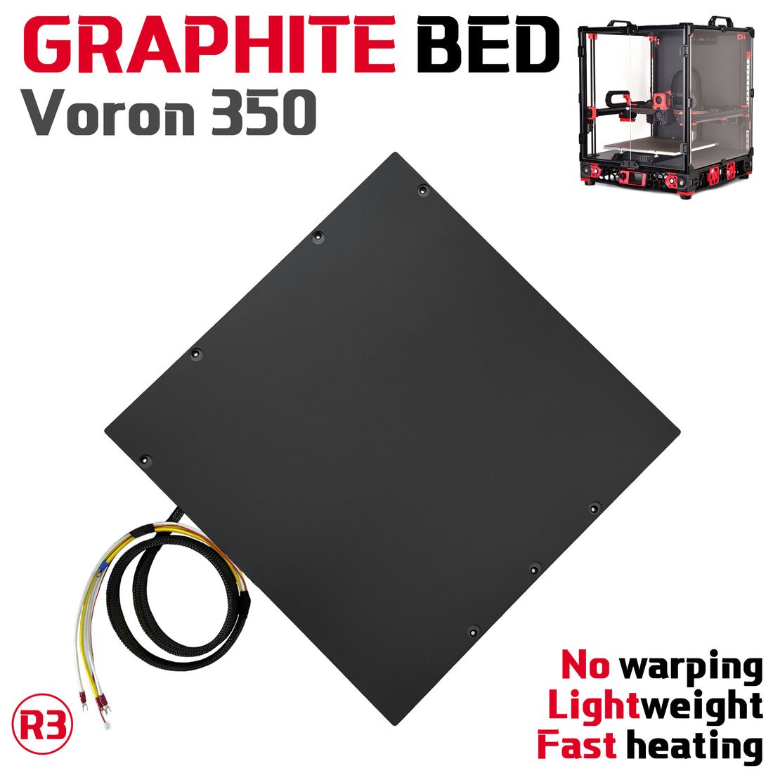 Graphite Heated Bed For Voron 2.4 / Trident 350 - DD - GPLATE - VORON - 355 - DREMC STORE