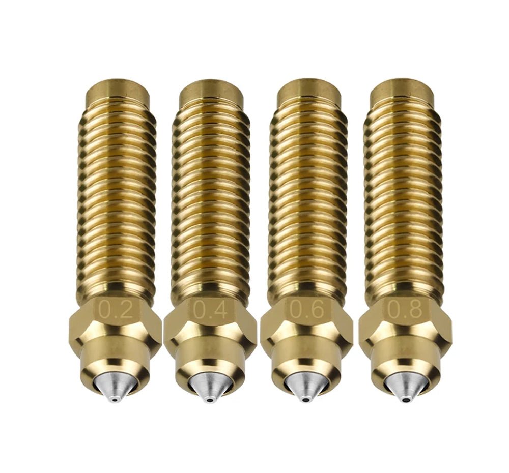 Four nozzles with different sizes on a white background