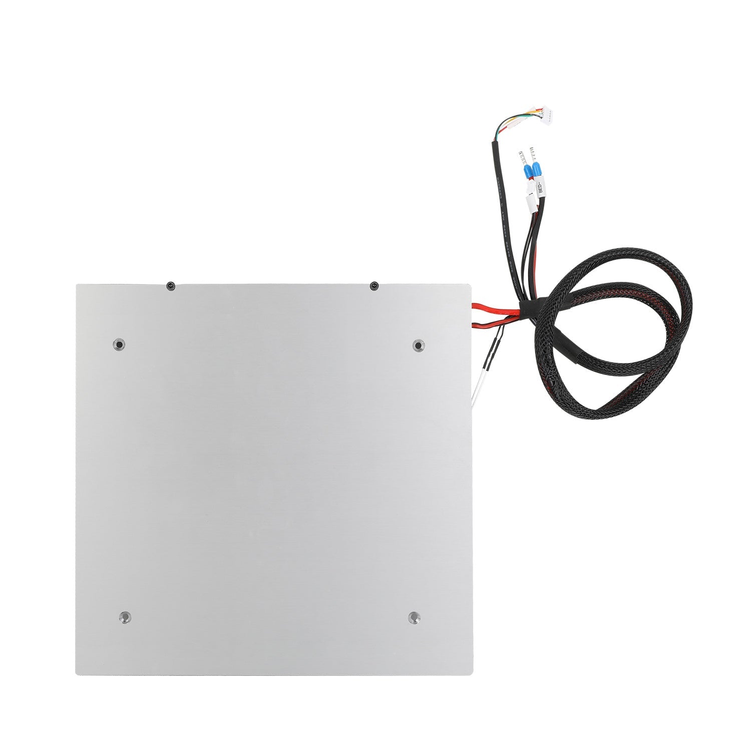 Metal panel with wiring on a white background
