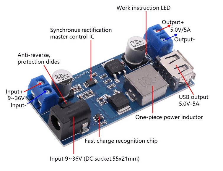 LM2596S DC - DC Power Buck Module 24V / 12V to 5V 3A - LM2596S - DREMC STORE