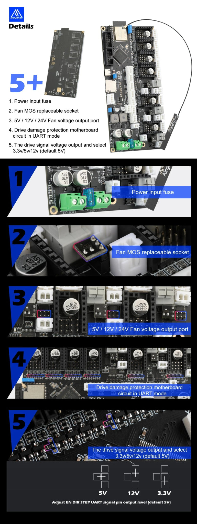 Mellow 32bit FLY - CDY V3 Wifi Control Board Reprap & Marlin & Klipper Firmware - M - 20FCDY6V3 - DREMC STORE