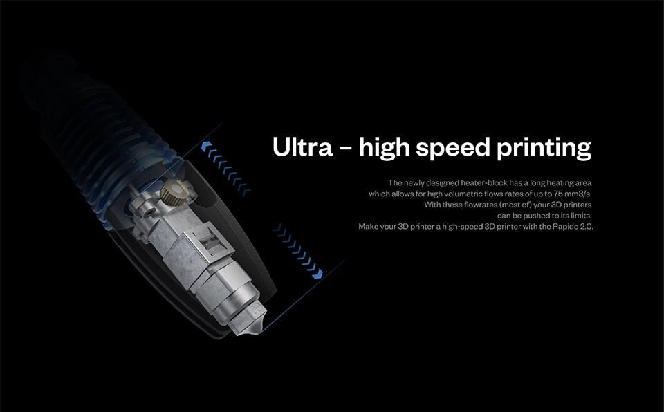 Phaetus Rapido Hotend 2F - UHF w/ PT1000 Thermistor - Black - 6973090164652 - DREMC STORE