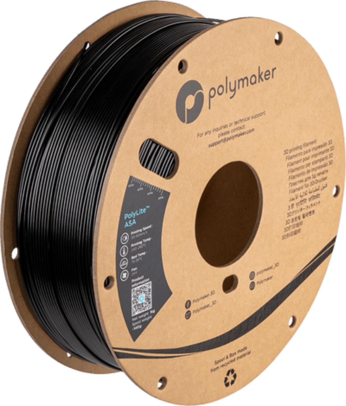 Polymaker PolyLite™ ASA 1.75mm 1kg Spool - Black - PF01001 - DREMC STORE