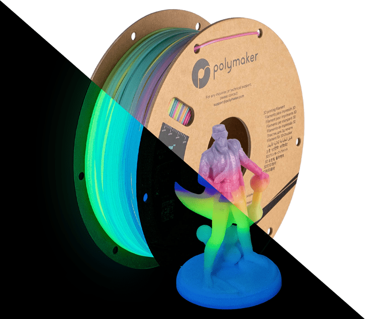 Polymaker PolyLite™ Luminous PLA Filament 1kg - Luminous Rainbow - PA09001 - DREMC STORE