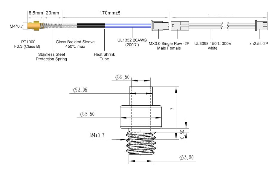 Technical diagram of a mechanical component with dimensions and specifications
