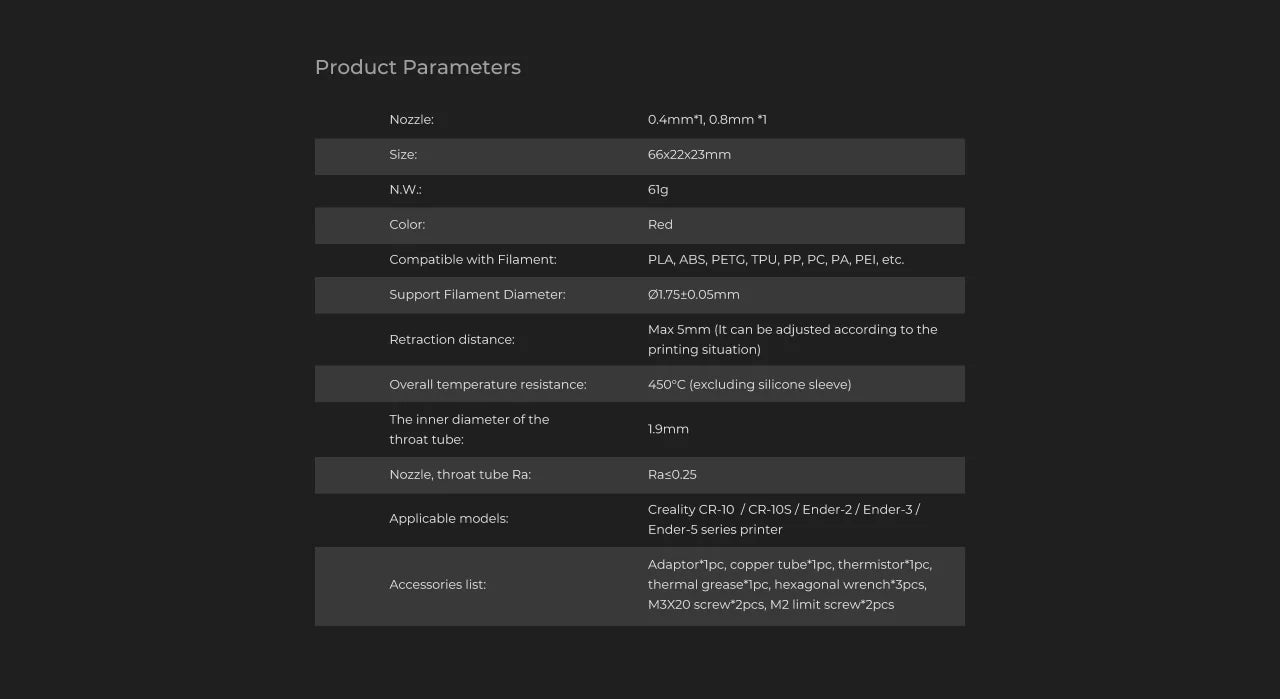 Spider V3 Pro High Temperature & High Flow Hotend Pro - 4008030044 - DREMC STORE