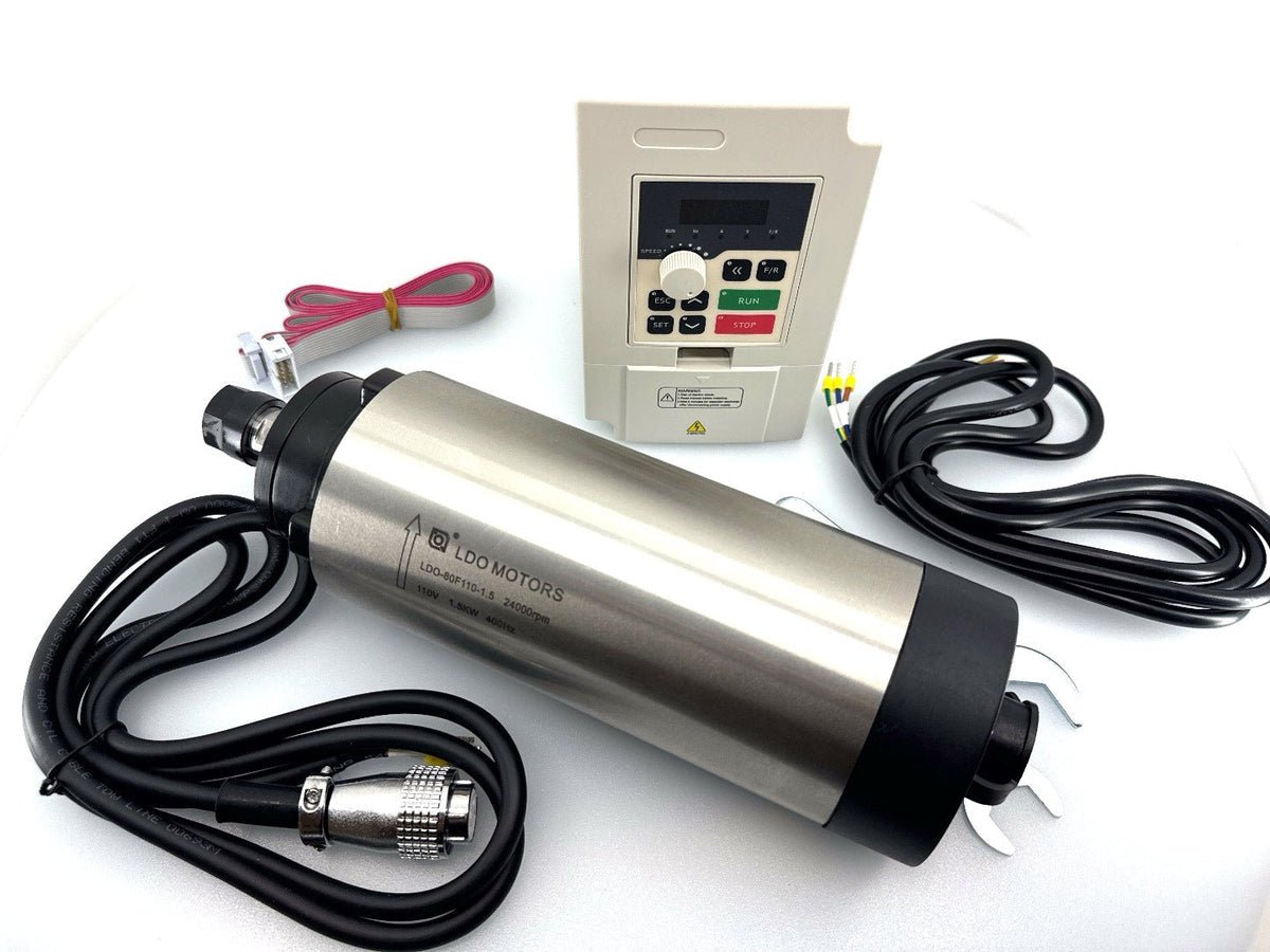 Motor with cables and control panel on a white background