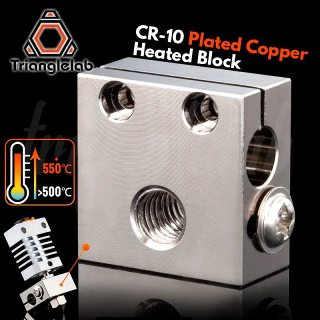 MK8 Heater Block Kit (Plated Copper) for CR10 / Ender 3 / 5 Series
