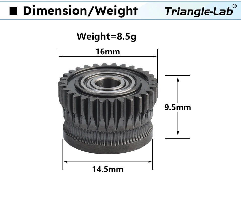 Trianglelab K1C/K1/K1 Max Metal Extruder Gear (DLC Coating) - DLC Coating - T - K1MG - DLC - DREMC STORE