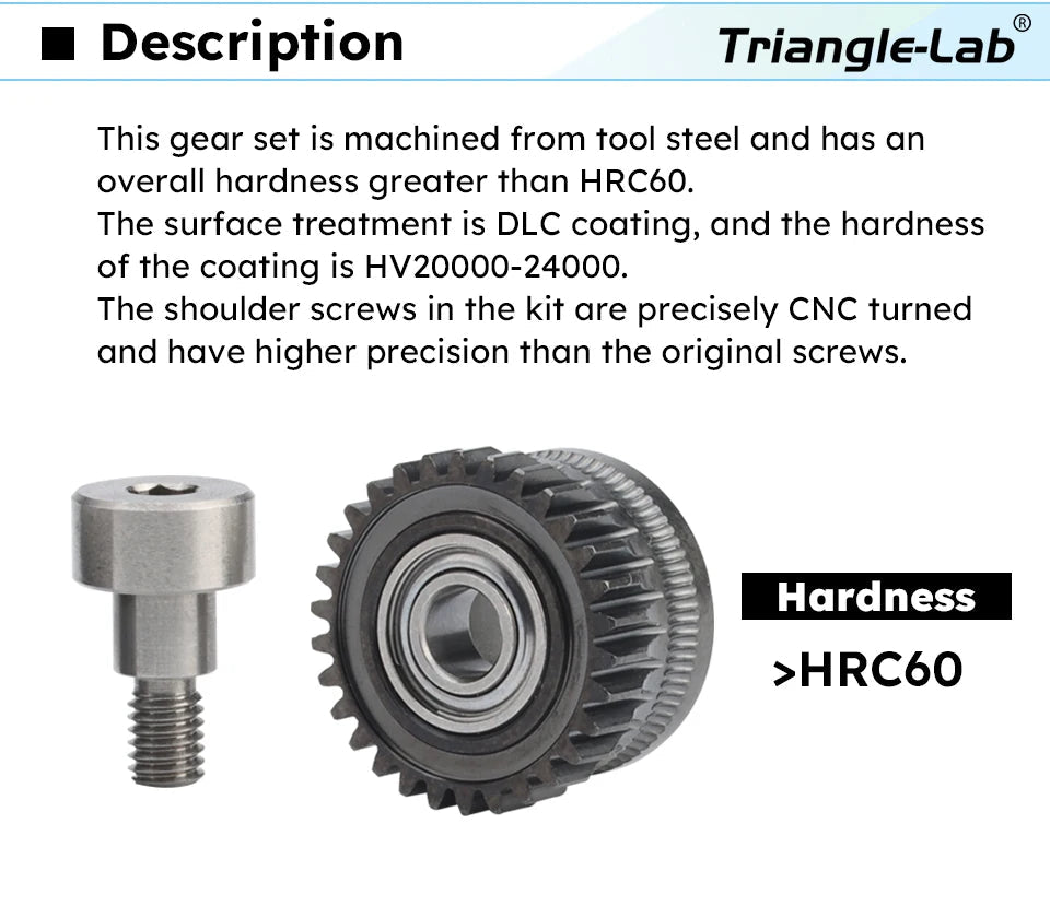Trianglelab K1C/K1/K1 Max Metal Extruder Gear (DLC Coating) - DLC Coating - T - K1MG - DLC - DREMC STORE