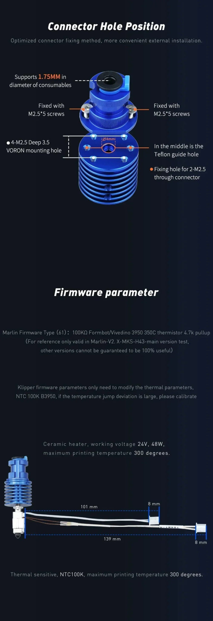 Showing the ridged and grove mount option, and mounting size.
