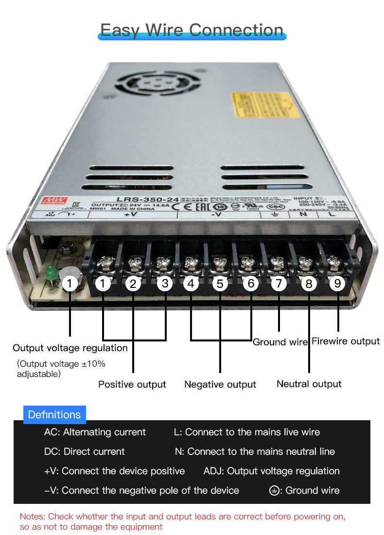 Mean Well (LRS-350-24) 24V 350W Power Supply For Ender 3 Series, CR 6 SE , Ender 6, Ender 3 S1