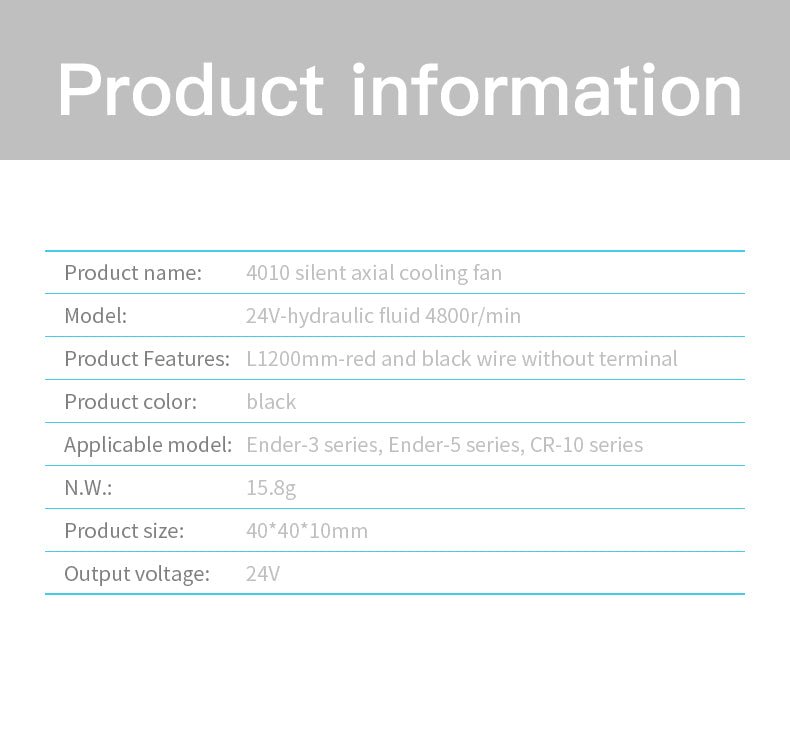4010 24V Silent Axial Hotend Cooling Fan for Ender 3 Series - 4004110043 - DREMC STORE