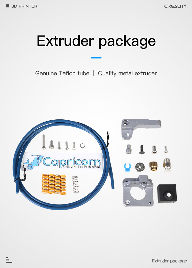Creality Ender 3/5 CR-10 Series All Metal Extruder & Capricorn PTFE Upgrade Kit