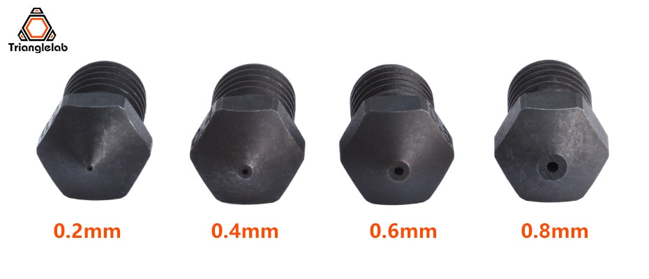 Hardened Steel V6 Nozzle Compatible  (.2mm .4mm, .6mm, .8mm) - TriangleLab