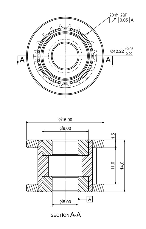 Gates 2GT 20T Idlers (7mm / 11mm Wide) by LDO