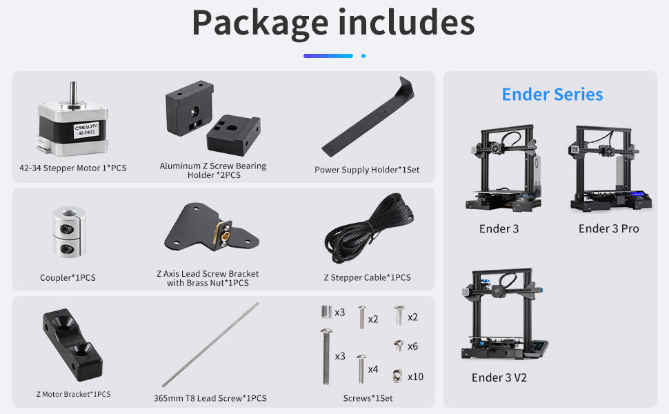 Dual Z Axis Screw Rod Upgrade Kit Double Screw for Ender 3 Series