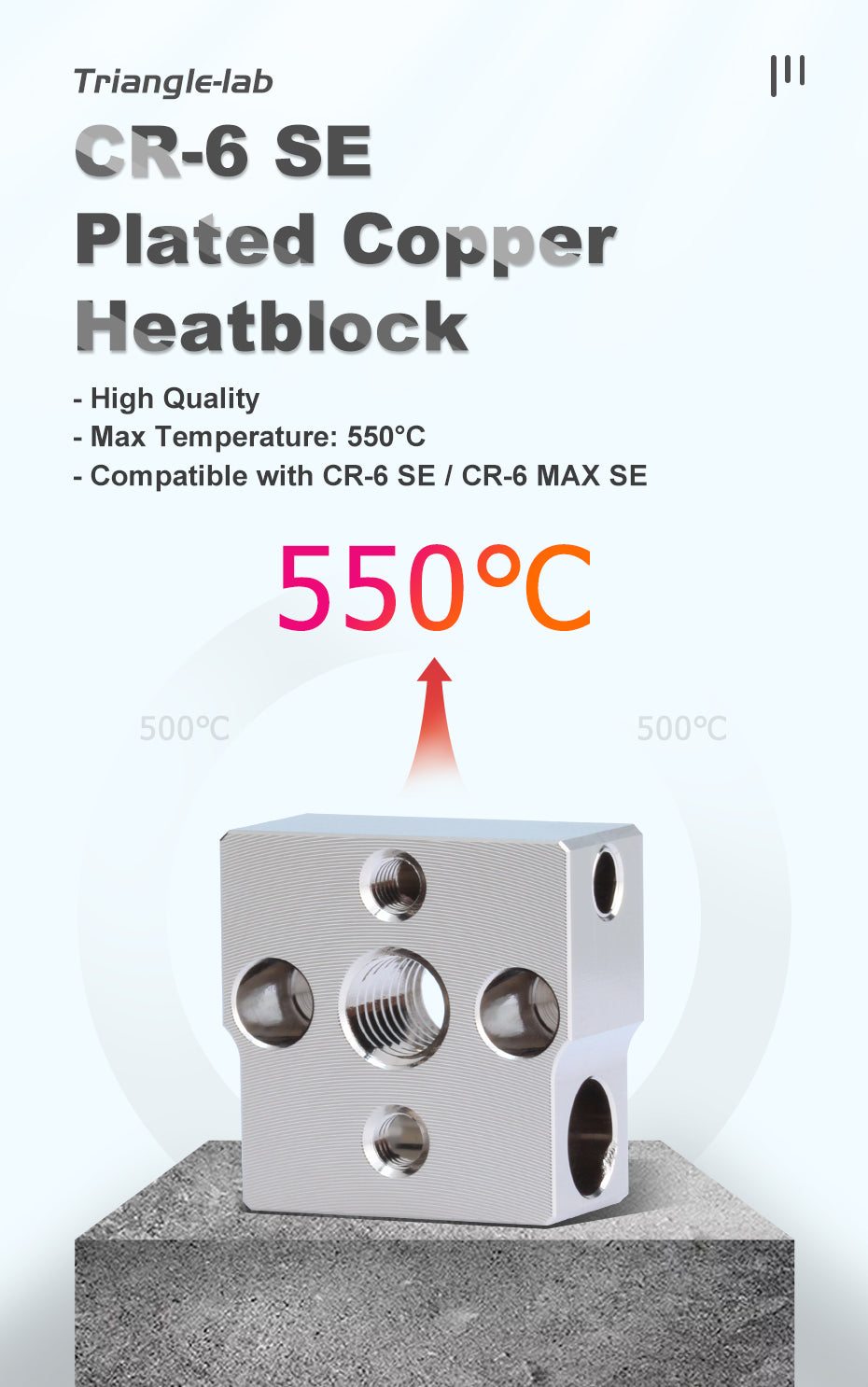 Trianglelab Upgrade CR 6 SE / MAX Compatible Copper Plated Heater Block