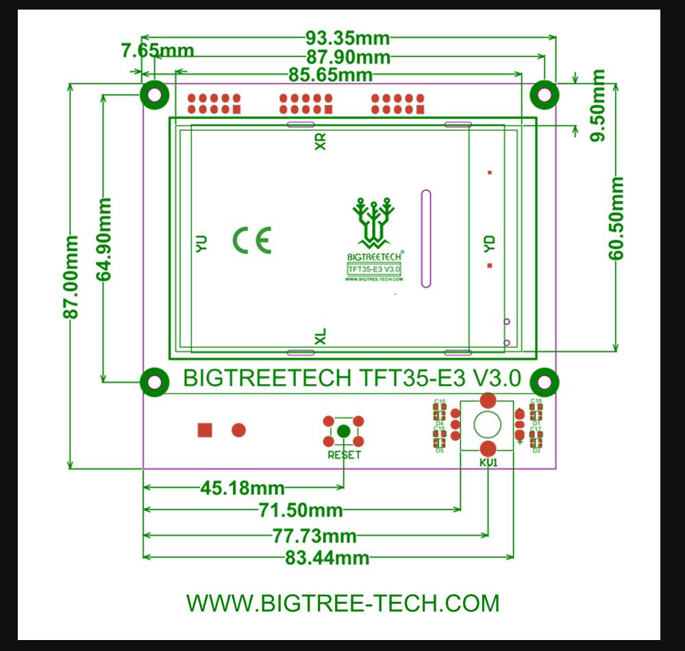 Bigtreetech TFT35 E3 V3.0.1 for SKR Mini E3, SKR V1.4 Turbo - 1040000020 - DREMC STORE