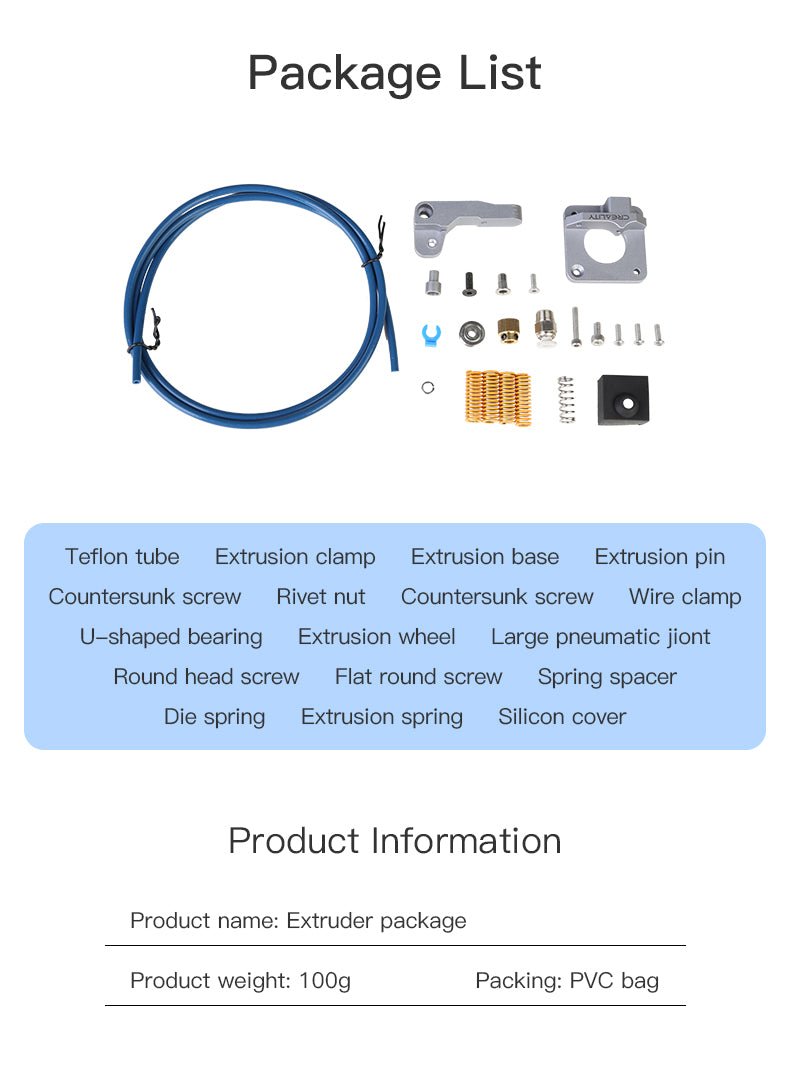 Creality Ender 3/5 CR - 10 Series All Metal Extruder & Capricorn PTFE Upgrade Kit - 4007010003+3203010346 - DREMC STORE