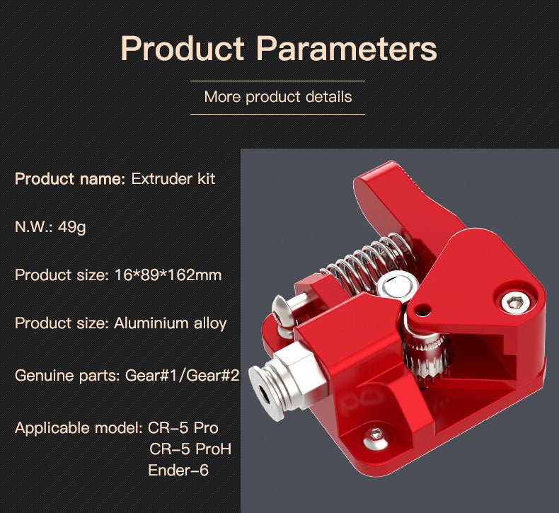 Dual Gear Metal Extruder for Ender 3/5/6 & CR 10s Pro - 4001020010 - DREMC STORE