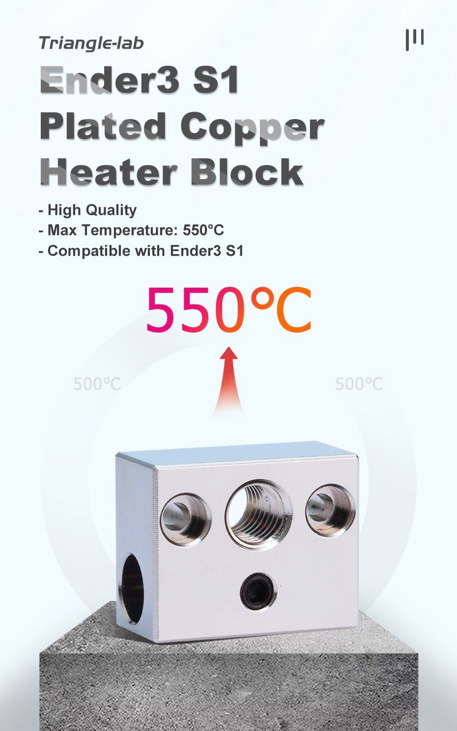 Ender 3 S1 Sprite hotend compatible copper heater block + silicone sock - 16363689 - DREMC STORE