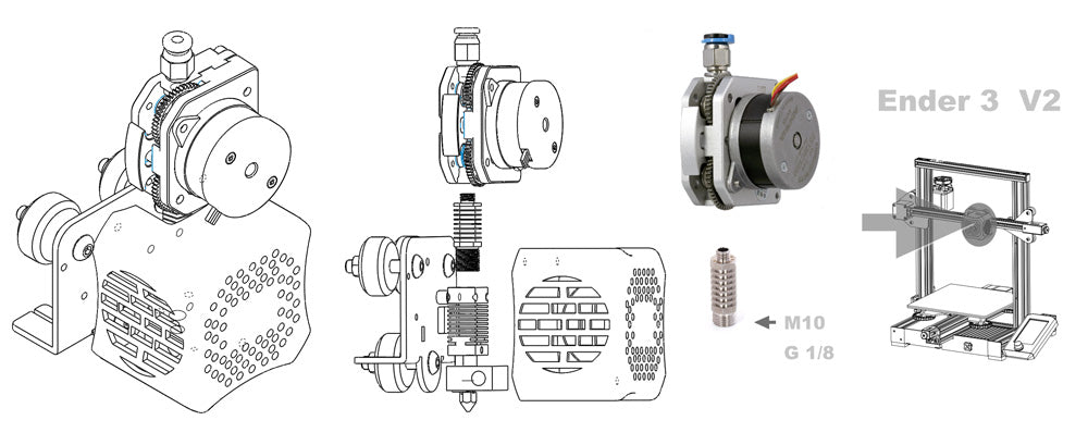 OMG V2S All Metal Direct Extruder Dual Drive - DM1 - A/B - DM1 - A - DREMC STORE